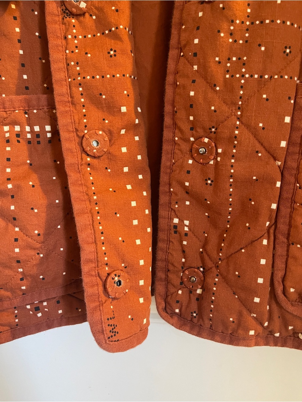 Madewell Quilted Button-Front Jacket in Burnt Orange - Picture 7 of 9